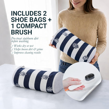 Shoe Washing Machine Bags (2-Pack) – Laundry Bag for Sneakers, Protect Shoes & Washer, Durable Thick Chenille, Reinforced Zipper, Includes Sneaker Brush – Bluehome