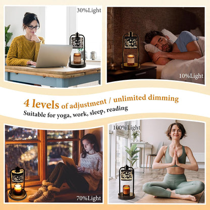 Candle Warmer Lamp Electric with Timer: Wax Melts Warmer - Dimmable Candle Wax Warmer Electric Candle Warmer with Replacement Bulbs, Bedroom Home Decor Compatible with Various Candles-Linen