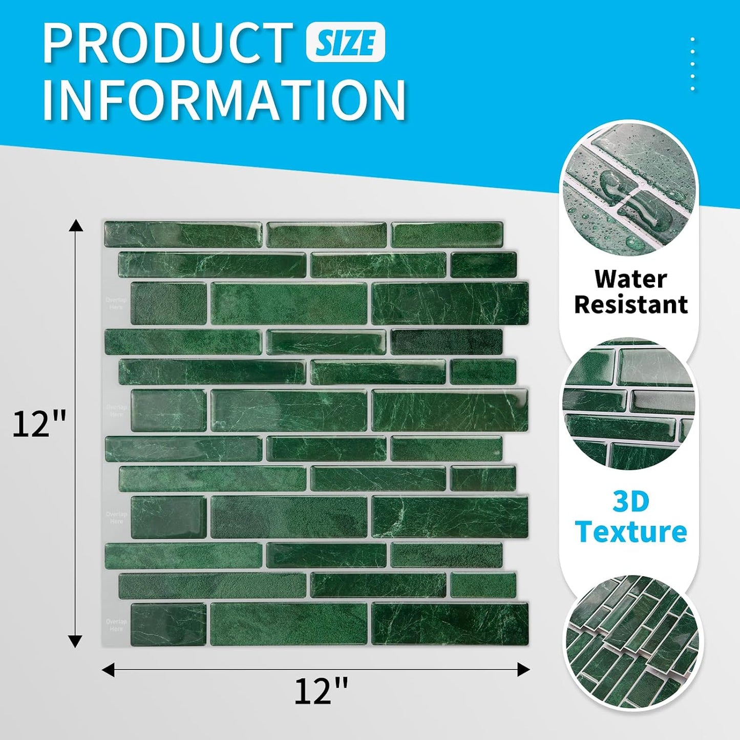 Art3d 10-Sheet Premium Stick On Kitchen Backsplash Tiles, 12"x12" Peel and Stick Self Adhesive Wall Tiles, White Marble Design