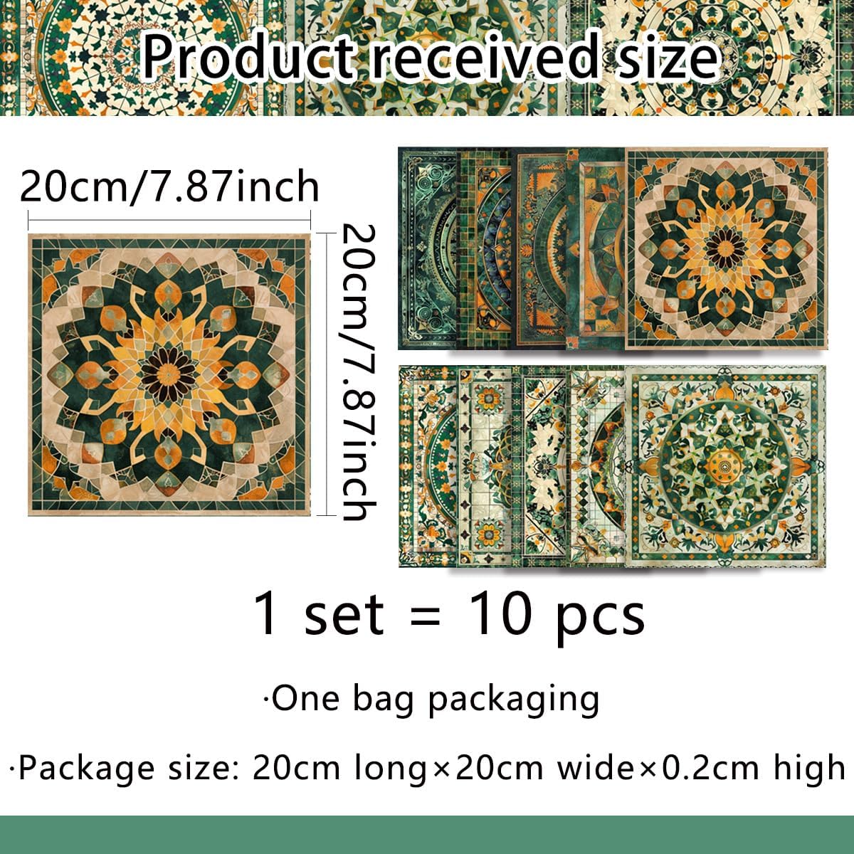 10-Pack Peel and Stick Backsplash Tiles, 7.87”x7.87” Waterproof Vinyl Self-Adhesive Wall Tiles, Easy DIY No-Grout Wall Covering for Kitchen, Bathroom, Apartment & RV