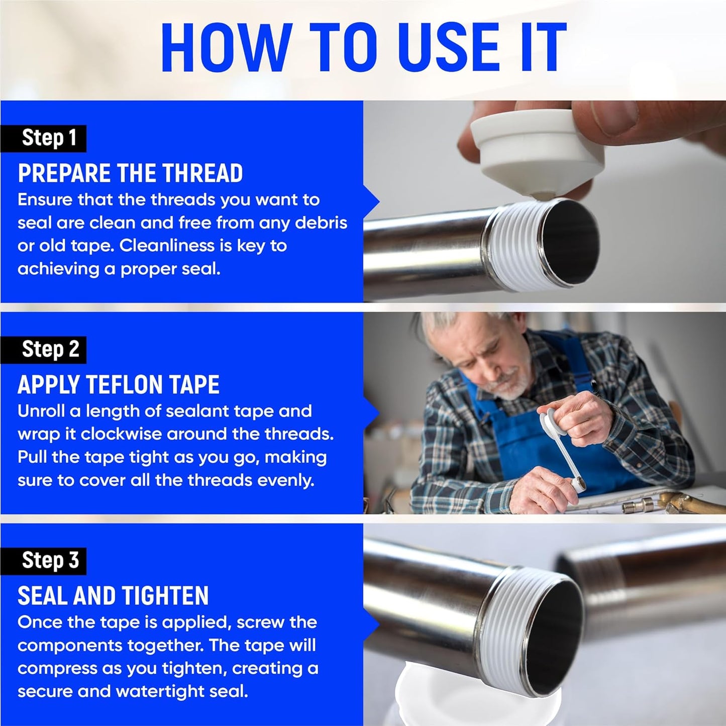 TAPEWELL Professional Grade Plumbers Tape - high Density, Thread sealant Teflon Tape, 1/2 Inch X 520" Inches - Pack of 2