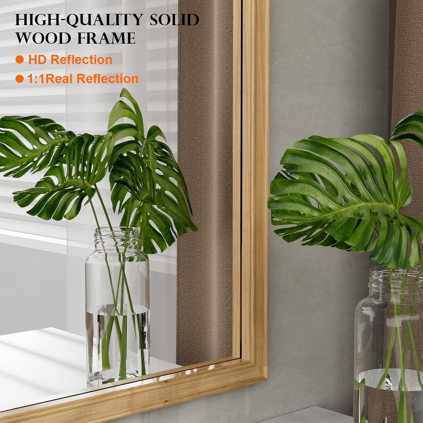 WallBeyond Full Length Mirror Wall Mounted 65"x22", Rustic Wooden Frame Floor Mirror, Large Full Body Mirror for Bedroom, Leaning or Hanging Against Wall, Natural