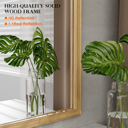WallBeyond Full Length Mirror Wall Mounted 65"x22", Rustic Wooden Frame Floor Mirror, Large Full Body Mirror for Bedroom, Leaning or Hanging Against Wall, Natural