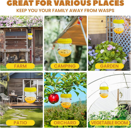 2 Pack Wasp Traps Solar Day & Night Wasps Bee Trap for Outdoor Hanging Outside Yellow Jacket Hornet Wasp Trap Catcher for Yard, Garden, Farm (Bait NOT Included)