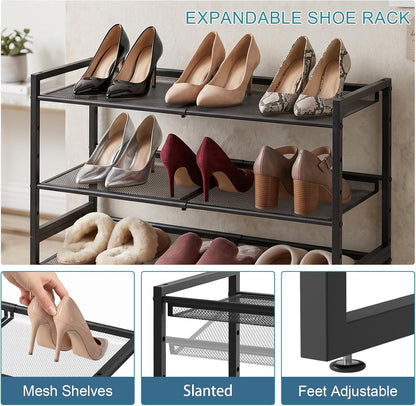 Garden 4 you Shoe Rack - Expandable Shoe Organizer for Closet, Metal Shoe Shelf Organizer, Stackable Adjustable Shoe Storage Shelf for Entryway, Garage, Door Entrance (2-Tier)