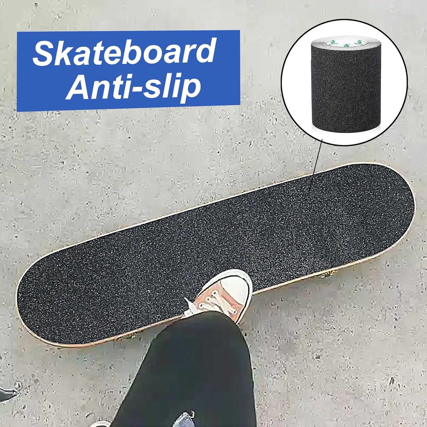 BOMEI PACK Black Anti Slip Tape, 4 Inch x 33 Foot Non-Slip Traction Grip Tape for Stairs, Waterproof Stair Treads Grip Non Slip, Non Skid Tape for Steps, Outdoor Black Grip Tape