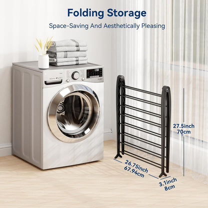 Whitmor Spacemaker Folding Drying Rack, Freestanding Indoor Clothes Dryer, Space Saving Compact Design, 6"L x 26"W x 51.5"H, White