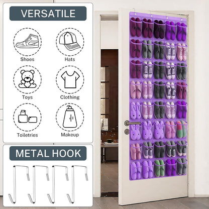 40 Large Mesh Pocket Over the Door Shoe Organizer,Hanging Shoe Rack for Door,Hualleko Shoes Organizer Hanger with Large Capacity, Shoes Storage Holder Sturdy Non-woven Fabric - Stores 20 Pairs (White)