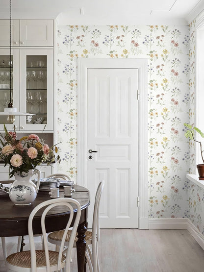 Dimoon 17.3''x78.7'' Vintage Peel and Stick Wallpaper Boho Beige Neutral Contact Paper White Floral Bird Wallpaper Removable Botanical Renter Friendly Modern Wall Paper Bedroom Bathroom Vinyl Roll