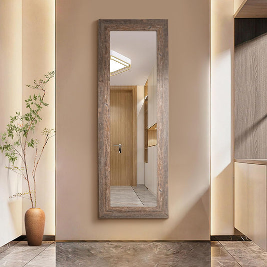 Syndra Modern Full Length Mirror Wood Frame, 65x24'' Large Floor Mirror with HD Tempered Glass & Wall Mount, Rectangular Standing Mirror for Bedroom, Living Room, Entryway, Farmhouse(Grey White Oak)