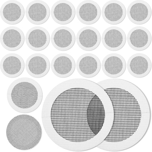Tent Repair Patches, 3 Inches Tape Tent Mesh Patches Kit Outdoor Patch Portable Screen Tape Mesh Repair Black Kit Round Screen for Camping Hiking Supplies(20 Pcs)
