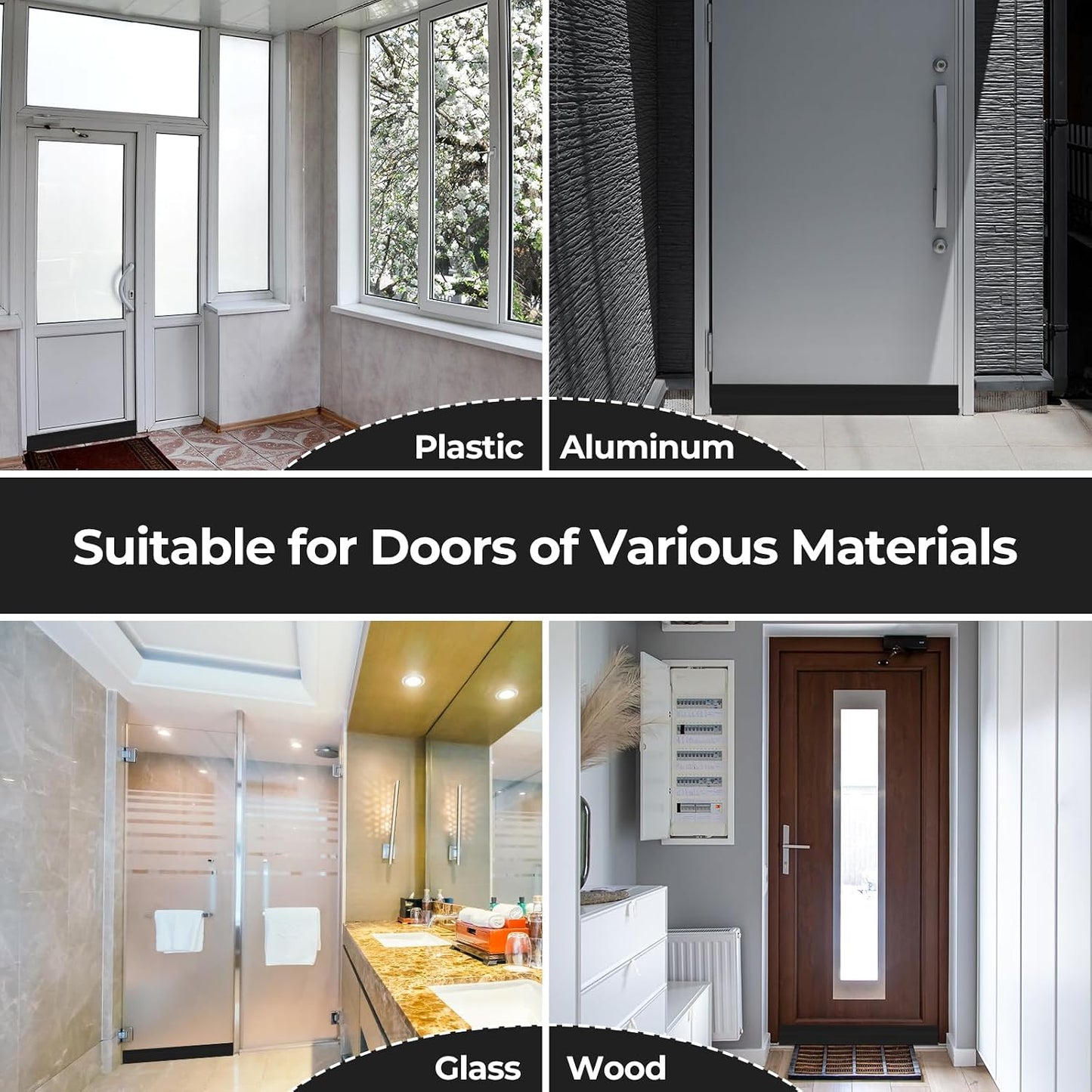 Door Draft Stopper, Ohuhu 39"L x 2"W Silicone Weather Stripping Under Door Seal for Exterior Interior Doors, 1" Widened Strong Adhesive, Soundproof Door Sweep Strip to Block Cold, Noise, Light Pests