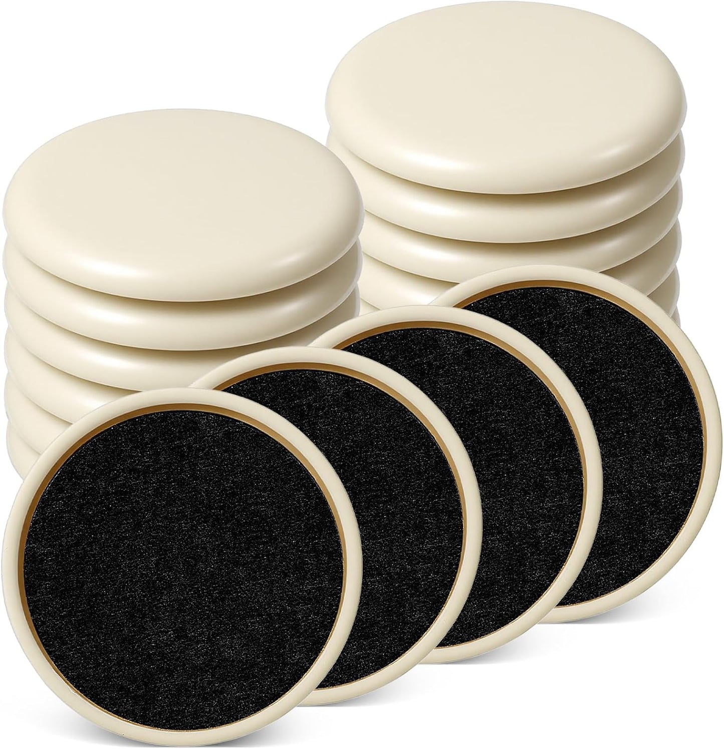 16 Pcs Furniture Sliders for Carpet,2 Inch Sliders for Furniture on Carpet Self Adhesive Chair Slider for Carpeted and Hardwood Floors (Beige)