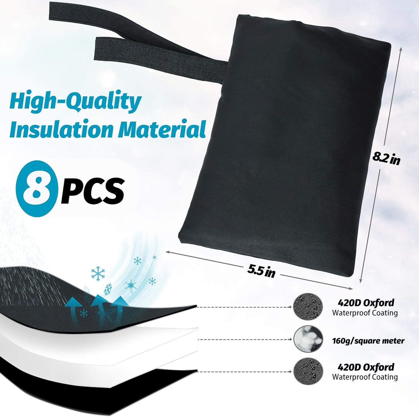 Outdoor Faucet Covers for Winter,2 Pack Faucet Cover Freeze Protection,Insulated Anti-Freeze Waterproof Material,Reusable Faucet Cover Socks for Various Faucet Spigot,Pipe,Garden Hose Bib