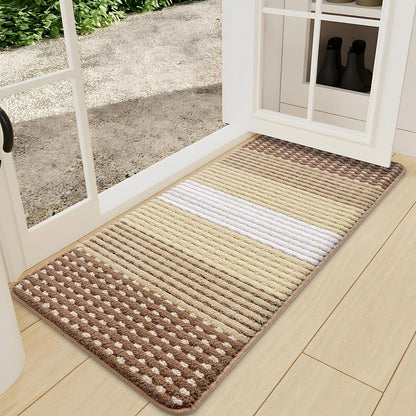 Kitinjoy Indoor Outdoor Door Mat, 32x20 Non-Slip Absorbent Dirt Trapper, Low-Profile Washable Inside Entrance Front Floor Mat, Sturdy Soft Entry Doormats for Entryway, Grey