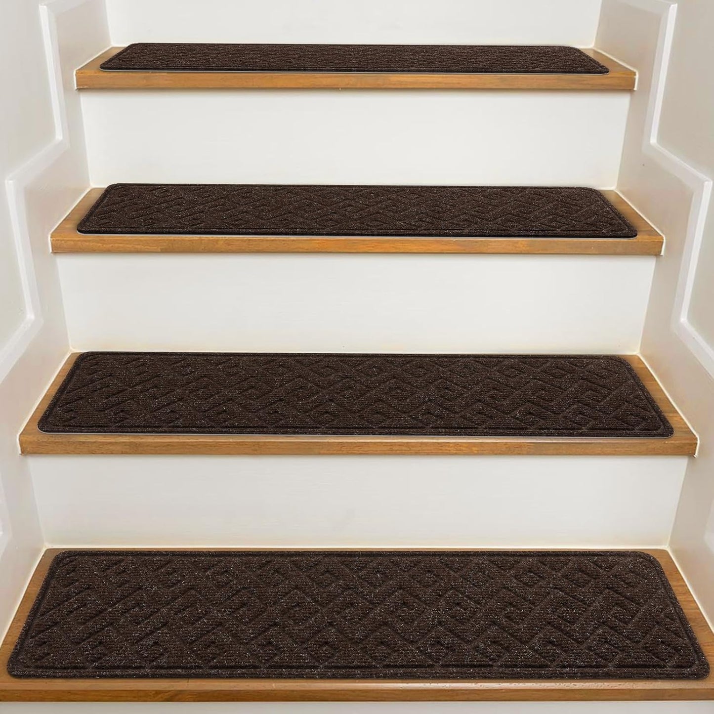 KOOTETA Stair Treads for Wooden Steps Indoor, 15 Pack 8" X 30" Non Slip Carpet Stair Treads with Reusable Adhesive for Kids Elders and Dogs, Surface Polyester TPR Backing Stair Runner Rugs, Dark Grey