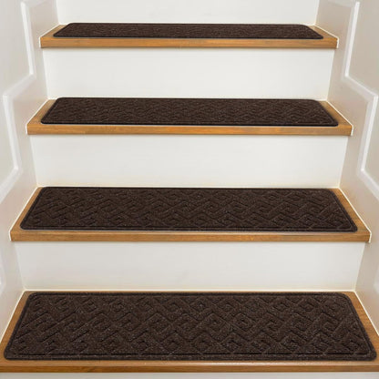 KOOTETA Stair Treads for Wooden Steps Indoor, 15 Pack 8" X 30" Non Slip Carpet Stair Treads with Reusable Adhesive for Kids Elders and Dogs, Surface Polyester TPR Backing Stair Runner Rugs, Dark Grey