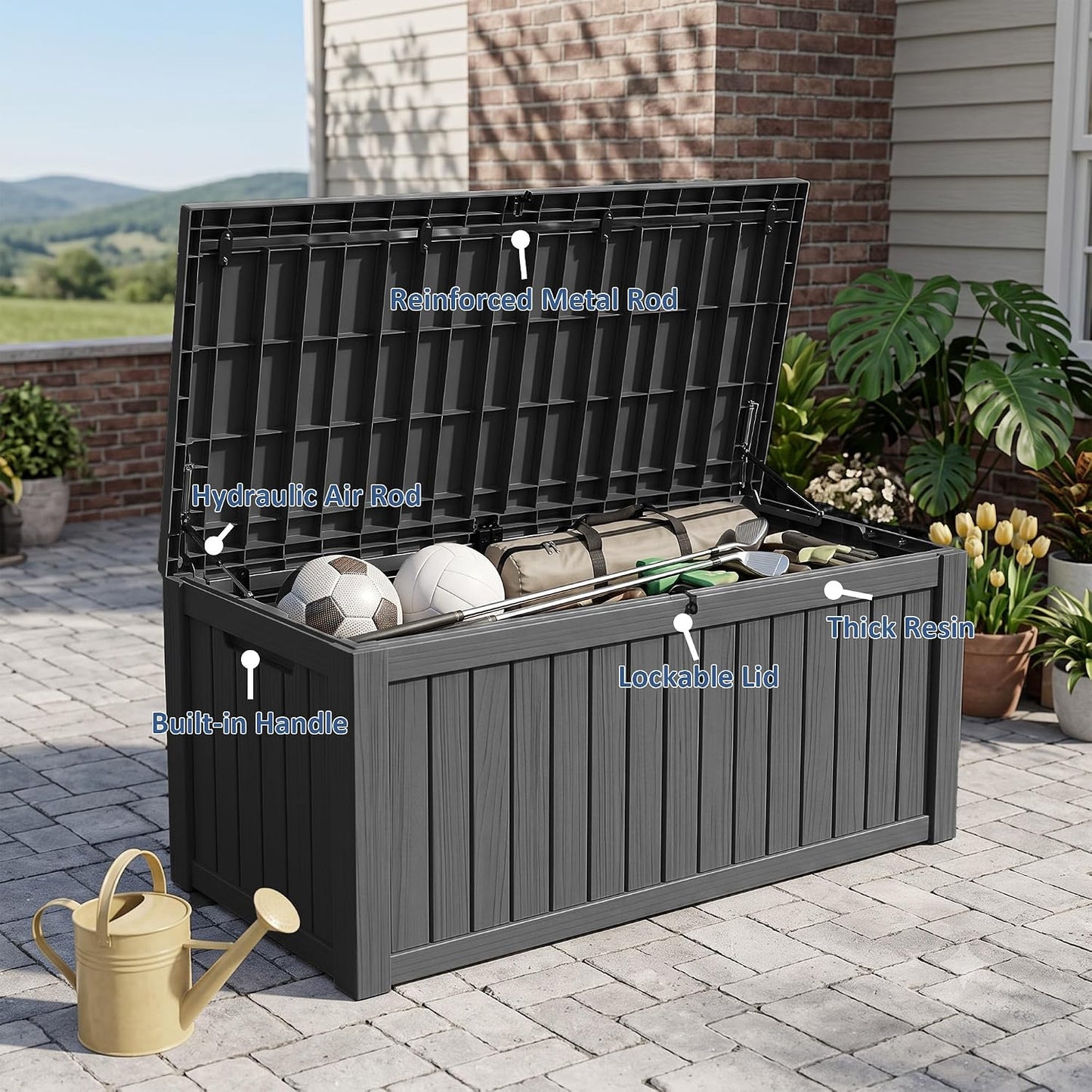 50Gal Outdoor Storage Box Anti-Theft Delivery Box Lockable Deck Box | Heavy-duty UV & weatherproof resin for secure parcel drop, patio cushion storage, garden tools & porch package organization