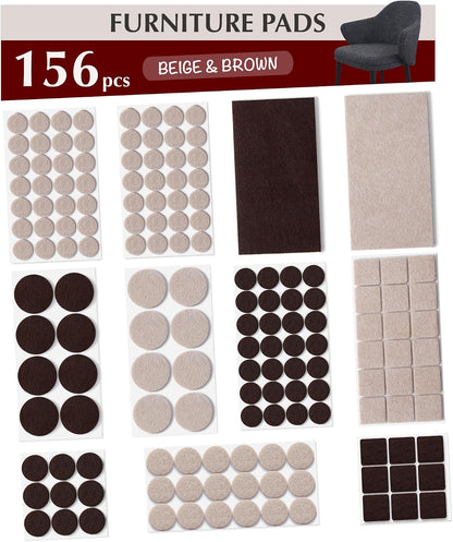 Felt Furniture Pads - Chair Leg Floor Protectors for Hardwood Floors - Felt Pads for Furniture - Furniture Sliders - Furniture Legs - 156 pcs - Black