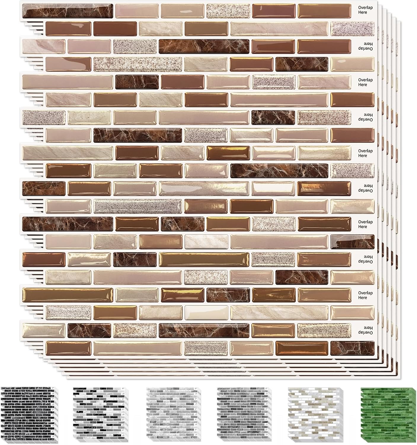 URCOLOR 10-Sheet Peel and Stick Backsplash Tile for Kitchen - 12”×12” Stick on Wall Tile for Bathroom, Black White Grey