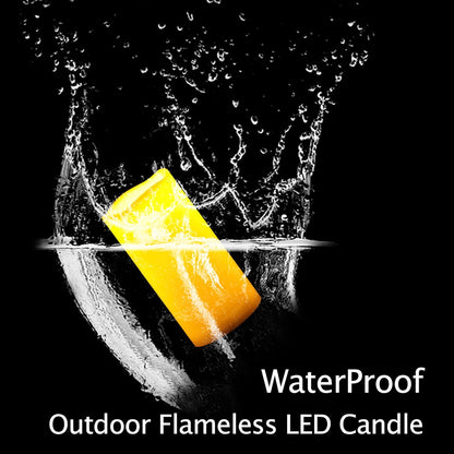 CANDLE CHOICE Waterproof Outdoor Battery Operated Flameless Candles with Remote Timer Plastic Flickering Fake Electric LED Pillars for Lantern Garden Wedding Christmas Decorations 3x4 Inches 3 PCS