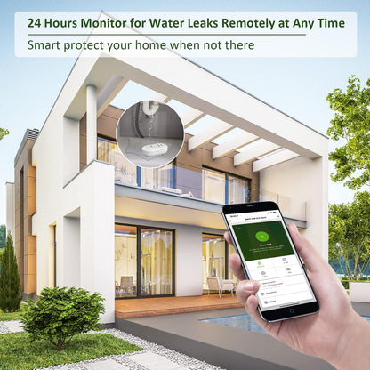 Water Leak Detector Sensor Alarm: Home Water Flooding Monitor Smart Sink Overflow Monitoring Adjustable Wet Moisture Alert Pipe Leakage Drip Detection Warning for Basement Floor