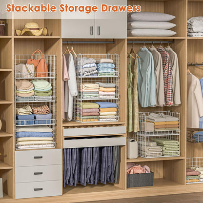 Yociyoga 4-Tier Stackable Closet Organizers and Storage Shelves, Foldable Closet Shelf Organizer, Black(Patent Protection)(Patent No. 30022416)