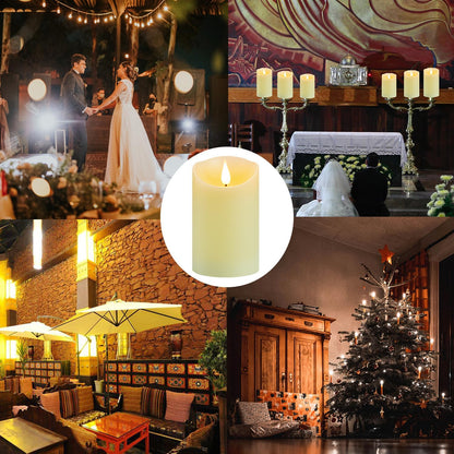 Flameless Candles, Battery Operated Candles with Remote and Timer, 3" x 4", Set of 2, LED Candles Flickering Electric Pillar Candles, Ivory Real Wax for Home Wedding Birthday Decoration