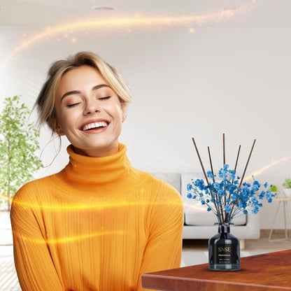 SNSE Tobaco & Vanilla with Flowers Perfumed Reed Diffuser Set | 3.38 oz Scent Fragrance Oil Diffuser for Bedroom, Bathroom, Home Décor and Gift, Decorative Air Fresheners with Sticks