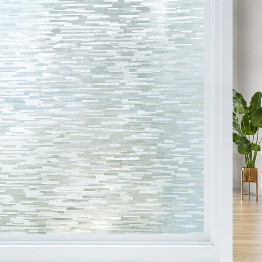 Haton Window Privacy Film, Frosted Glass Static Cling Sun Heat Blocking Window Clings, Frosting Opaque Coverings Stickers Tint for Home Office Door, Non Adhesive, White 17.5" x 78.7"