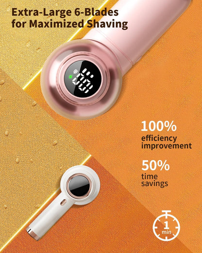 Fabric Shaver, 𝟮 𝗶𝗻 𝟭 Rechargeable Lint Remover with Brush, Large Sweater Shaver with Digital Display, 3 Speeds Lint Shaver, 6-Leaf Blades Lint Remover for Clothes, Sofa, Bedding, White