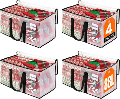 RoomHacks Heavy Duty Clear Moving Bags with Reinforced Handle and Double Zipper, Storage Totes, Packing Bags Alternative to Moving Essential and Supplies Box, Clear, Large, 6 Packs