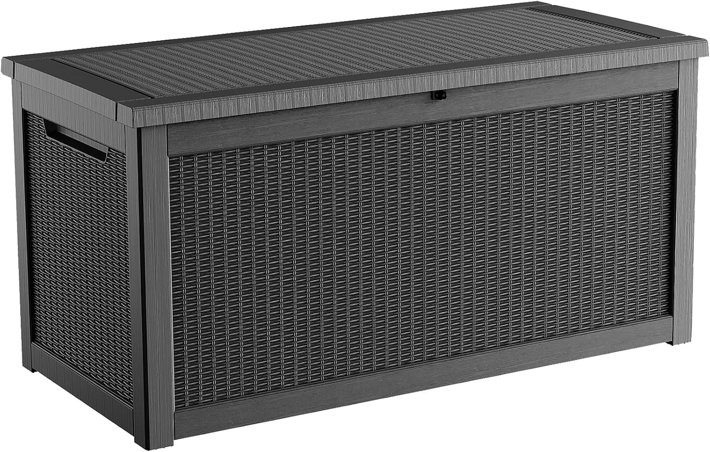 ROJIK 55Gal Outdoor Storage Box Waterproof Deck Box | Heavy-duty UV-resistant resin, space-saving for balcony/patio, stores cushions/tools/pool gear, lockable lid as table/bench