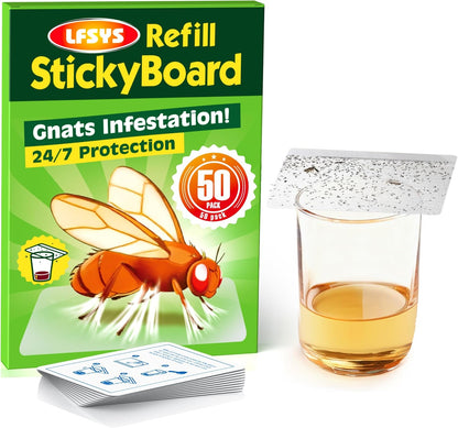 LFSYS Fruit Fly Traps for Indoors – 25 Pack DIY Cup Cover Adhesive Cards for Fruit Fly – Clear, Mess-Free, Indoor Use