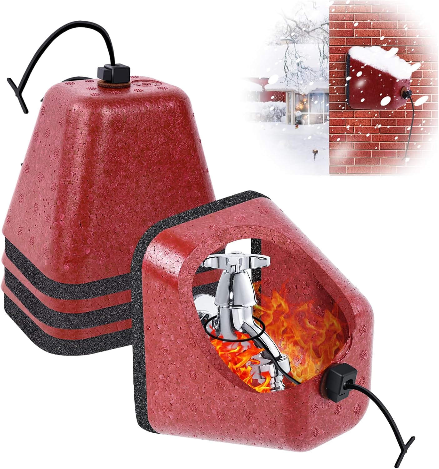 Outdoor Faucet Covers for Winter, 4 Pack Insulated Foam Faucet Cover Freeze Protection, Reusable Winter Spigot Covers Water Pipe Covers Hose Bib Covers