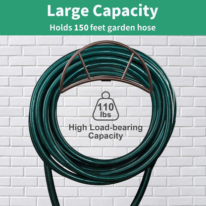 TomCare Garden Hose Holder Wall Mount Metal Water Hose Holder Holds 150Ft Hoses Heavy Duty Hose Hanger Sturdy Hoses Storage Organizer for Outside Yard Garden, Black