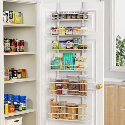 Moforoco White 9-Tier Over The Door Pantry Organizer, Pantry Organization And Storage, Metal Hanging Spice Rack Shelves Door, Home & Kitchen Essentials, Laundry Room Bathroom Organization