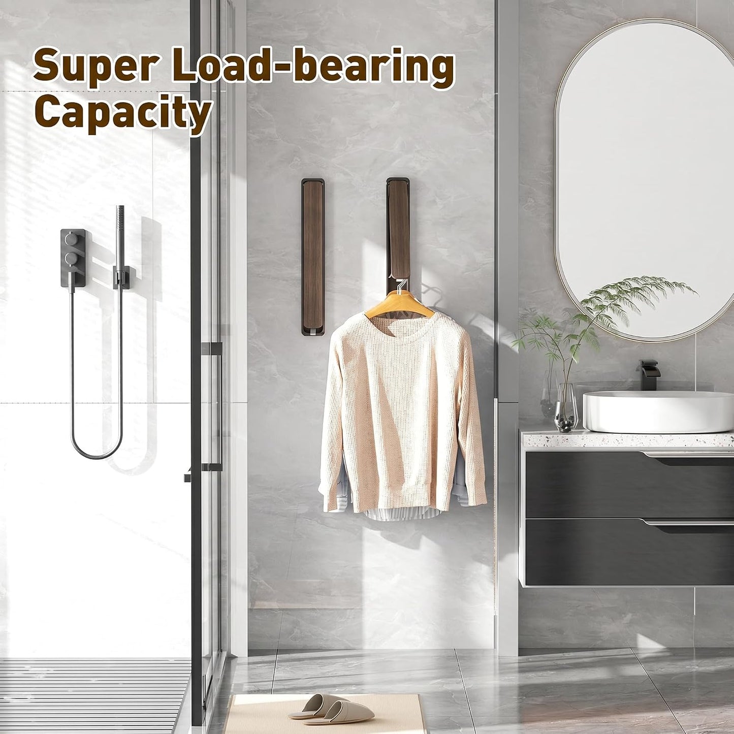 Clothes Drying Rack, Laundry Room Wall Mounted Retractable Clothes Hanger Drying Rack, Laundry Clothing Drying Rack Folding Indoor or Outdoor, Easy Installation Aluminium Dryer, 1pcs(White)