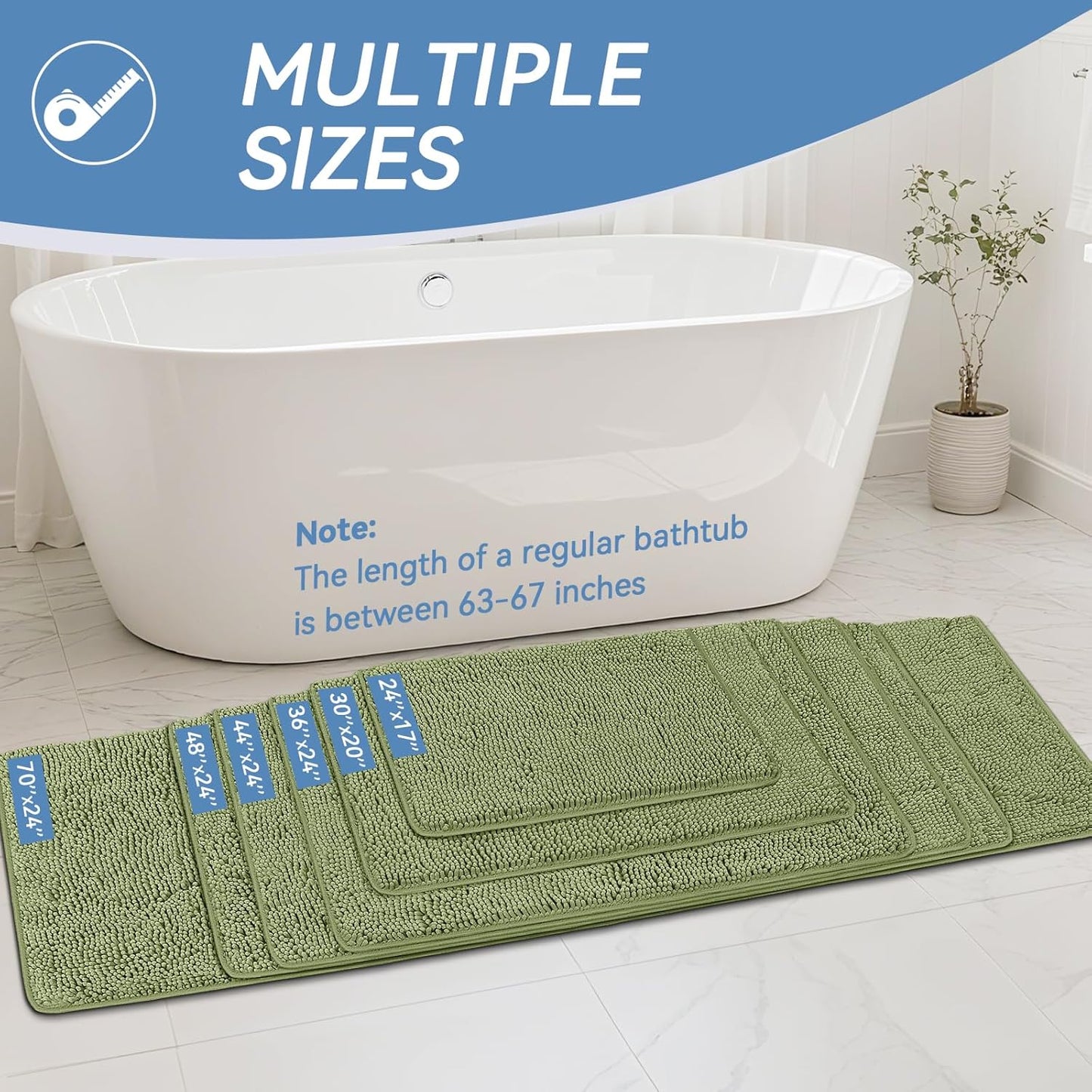 Bcoimo Bathroom Rugs 24x17, Bath Mats for Bathroom Non Slip with Rubber Backing,High Absorbent Microfiber Bath Rugs Quick Drying, Machine Washable, Durable Decor