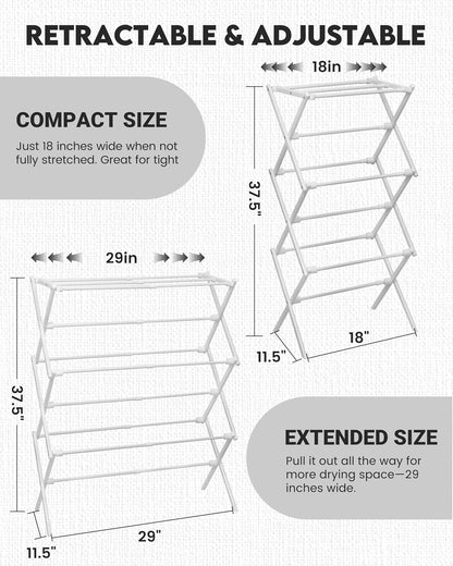 3-Tier Metal Folding Clothes Drying Rack, Laundry Drying Rack Clothing | Collapsible Dryer Racks for Laundry | Indoor & Outdoor,Black