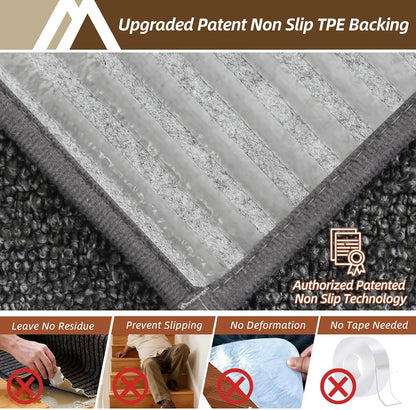 COSY HOMEER Edging Stair Treads Non-Slip Carpet Mat 28inX9in Indoor Stair Runners for Wooden Steps, Edging Stair Rugs for Kids and Dogs, 100% Polyester TPE Backing(4pc, Beige)