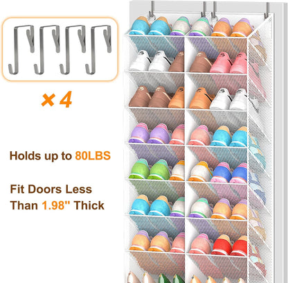 UVIAHOMI Over the Door Shoe Organizer for 20-30 Pairs, 10-Tier, Black