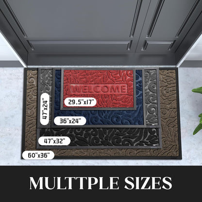 Yimobra Welcome Mat Outdoor 29.5x17, Waterproof Non-Slip Outdoor Mats for Front Door Outside Entrance, Low-Profile Entryway Mat Indoor for Garage Patio, Black
