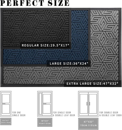 Yimobra Doormat Outdoor Entrance 29.5x17, All-Weather Waterproof Outdoor Mats for Front Door, Non Slip Welcome Door Mat for Patio Proch Outside Entryway Indoor, Black