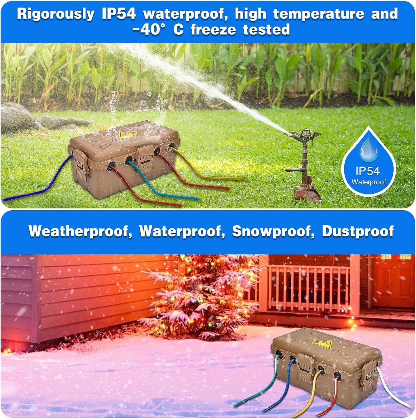 Hrensaw Large Outdoor Electrical Box(12.5x8.5x5inch),IP54 Waterproof Outdoor Outlet Covers,Weatherproof Extension Cord Covers Protect Outlet,Plug,Timer,Power Strip,Holiday Light,Green