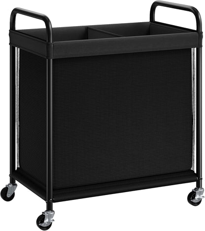 ELYKEN Laundry Hamper 3 Section, 120L Rolling Laundry Sorter with Removable Liner Bag, Laundry Basket with Wheels, Steel Frame with Metal Handle, Clothes Hamper Cart for Laundry Room & Bedroom