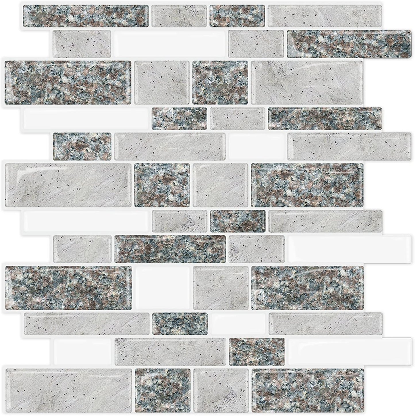STICKGOO Thicker Design Peel and Stick, Self Adhesive Stick On Tile Backsplash for Kitchen and Bathroom, Beige & White, 12”×12”, 10 Sheets