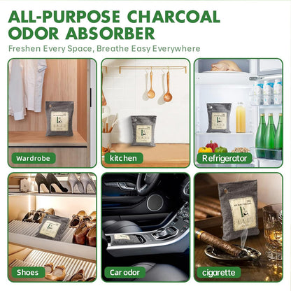 Activated Charcoal Odor Eliminator, Bamboo Charcoal Air Purifying Bags,Odor Removing Packs, Shoe Deodorizer Natural Odor Absorber for Home, Car, Closet, and Pet (200g*4 Pack)