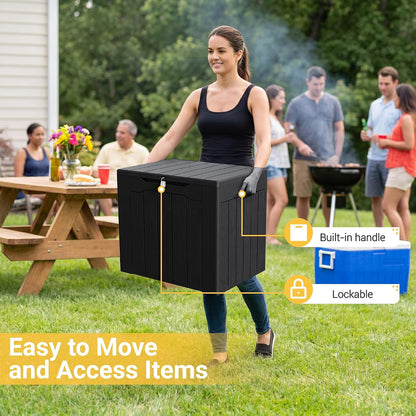 Greesum 31 Gallon Resin Deck Box All Weather Outdoor Storage Boxes for Patio Furniture Set,Outdoor Toys,Garden Tools,Black