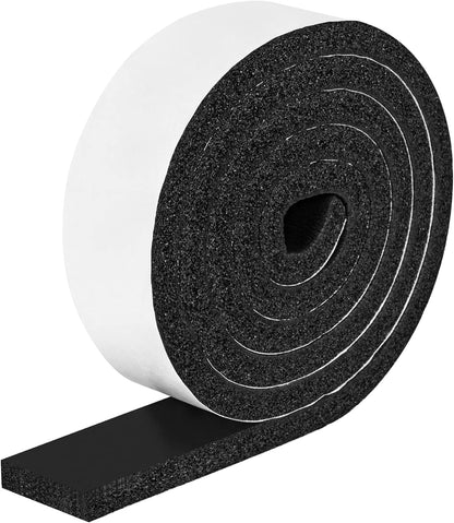 Foam Strips with Adhesive, 1 Inch Wide X 1 Inch Thick, Neoprene Weather Stripping High Density Closed Cell Foam Tape Seal for Doors and Windows Insulation, Total 13 Feet Long(6.5ft x 2 Rolls)